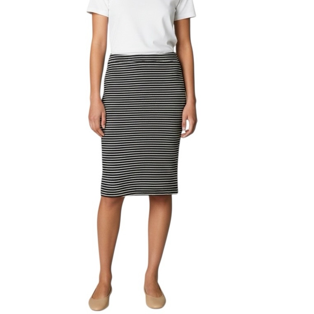 Farm Rio ribbed blue & white striped stretch pull on skirt excellent condition